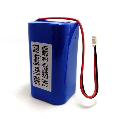 Waterproof 7.4V li-ion battery 18650 5200mAh rechargeable lithium ion battery pack with bms and connector